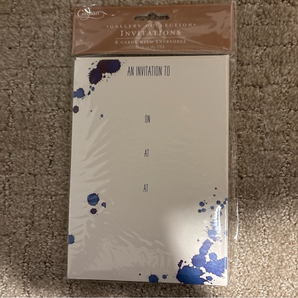 Caspari Gallery Collection Invitations 8 Cards W Envelopes Splatterware